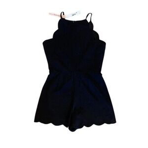 Aqua Black Scalloped Romper Sleeveless Jumpsuit Playsuit Size‎ Lg / #8167